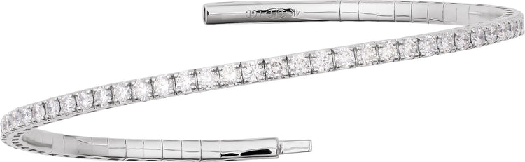 14K White Gold 1 CTW Natural Diamond Flexible Bangle 7