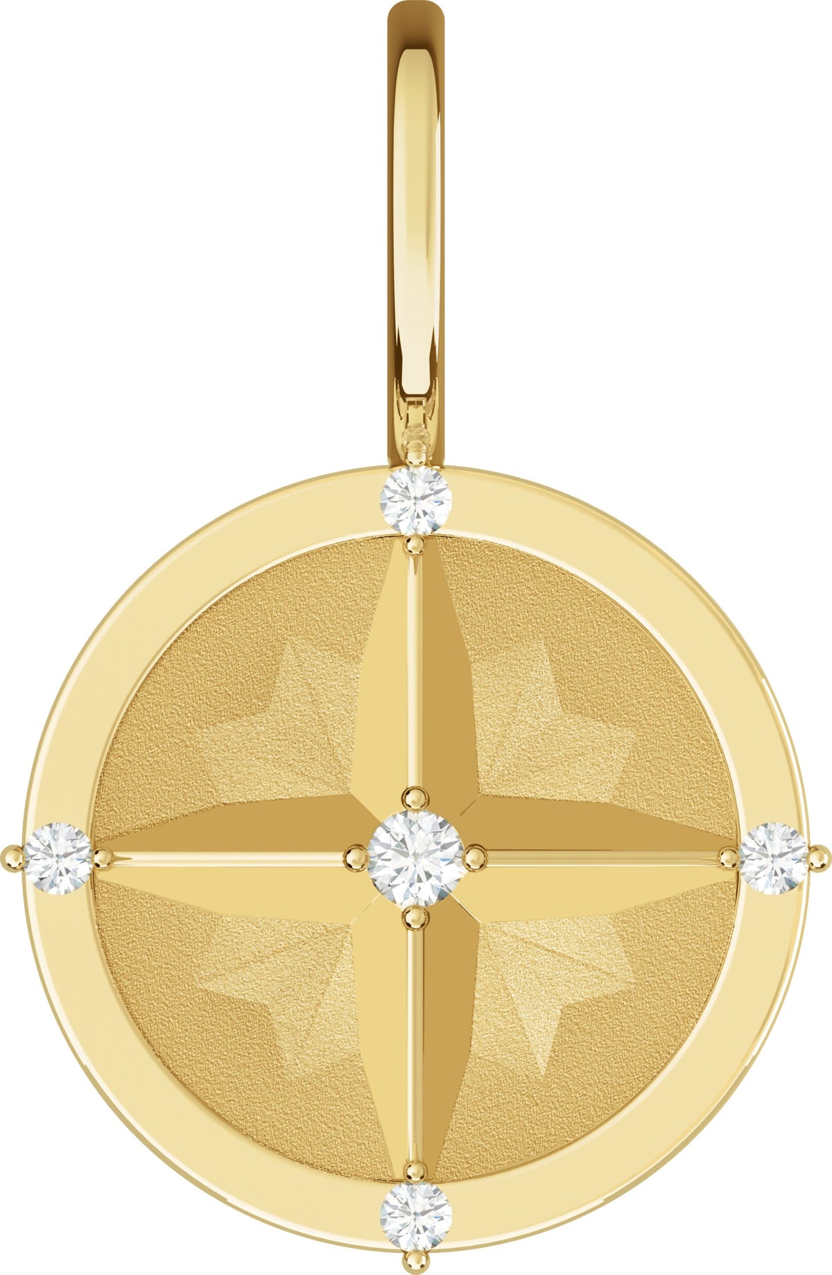 14K Yellow Gold .03 CTW Natural Diamond Compass Charm/Pendant