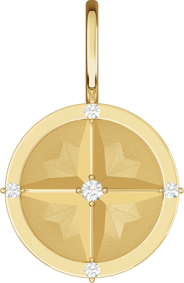 14K Yellow Gold .03 CTW Natural Diamond Compass Charm/Pendant