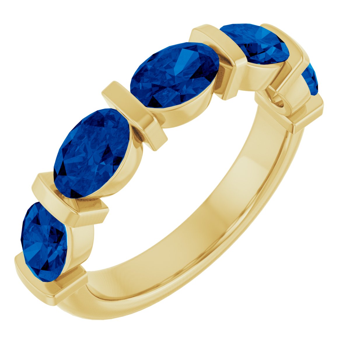 14K Yellow Gold Natural Blue Sapphire Anniversary Band