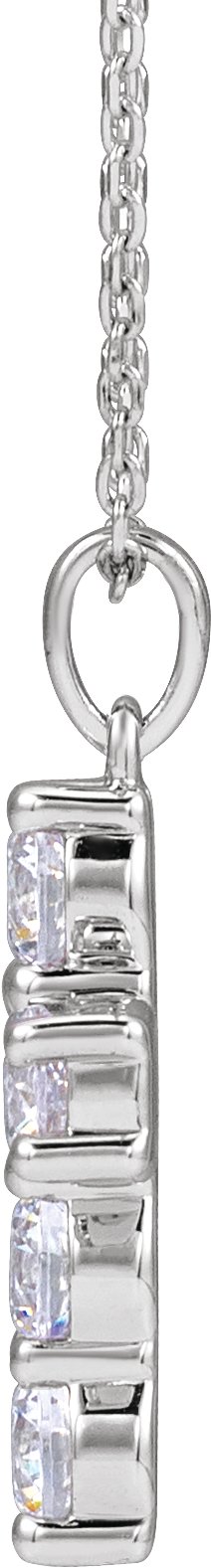 Sterling Silver 1 CTW Lab-Grown Diamond Cross 18" Necklace