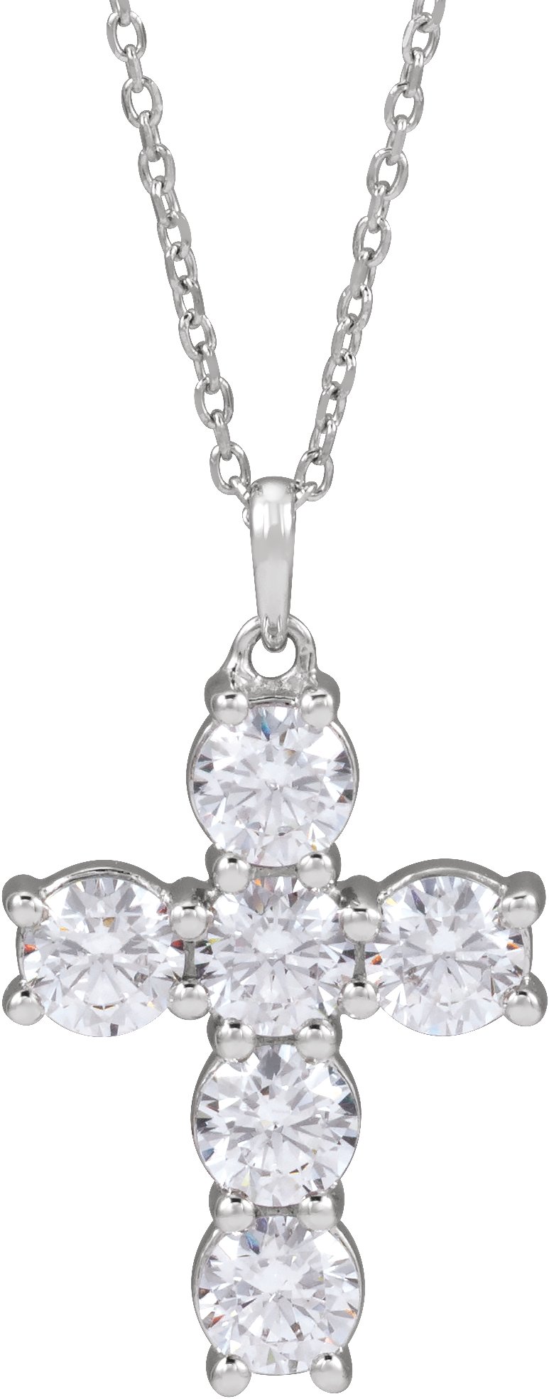 Sterling Silver 1 1/2 CTW Lab-Grown Diamond Cross 18" Necklace
