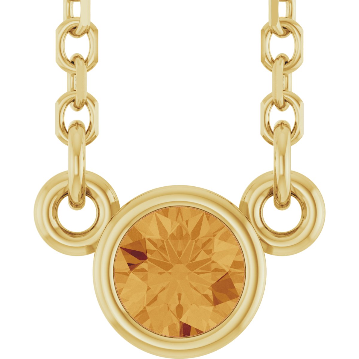 14K Yellow Gold Natural Citrine Youth Birthstone 15" Necklace