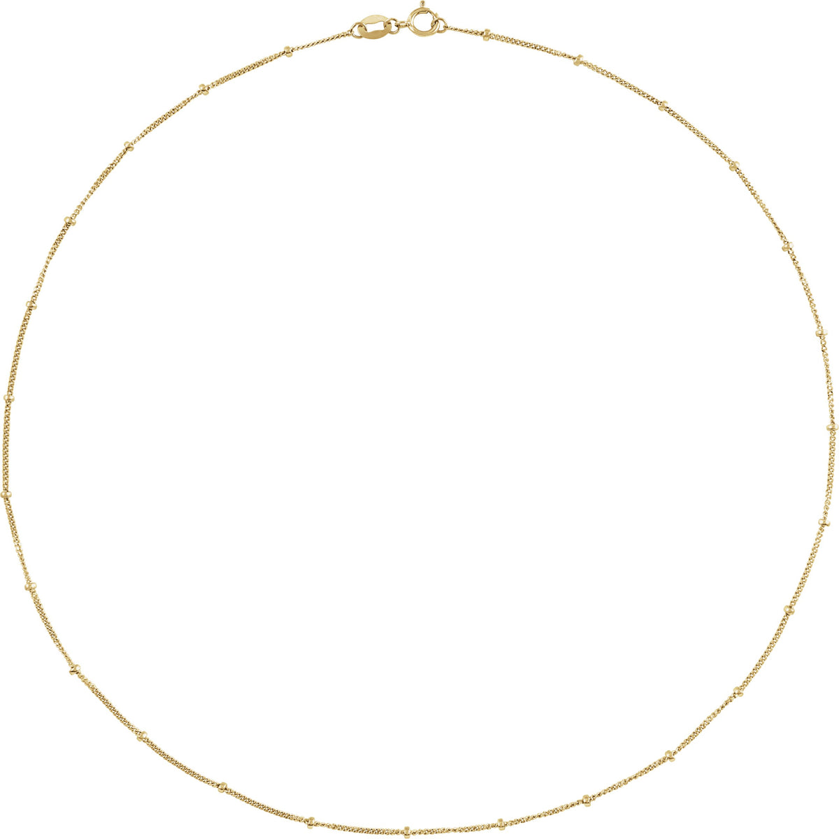 14K Yellow Gold 1 mm Beaded Curb 20" Chain