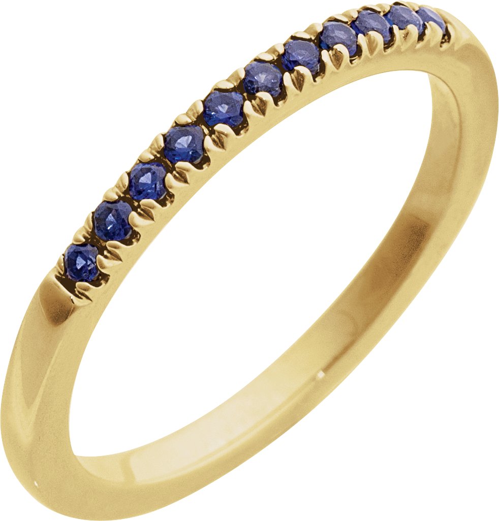 14K Yellow Gold Vermeil Lab-Grown Blue Sapphire Stackable Ring
