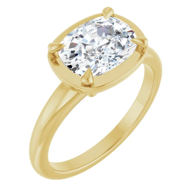 2.35 CT Lab-Grown Elongated Cushion Diamond Engagement Ring in 14K Yellow Gold