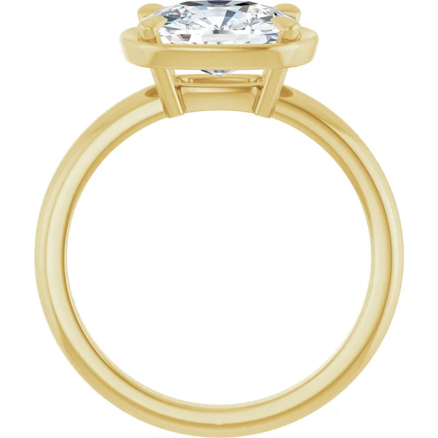2.35 CT Lab-Grown Elongated Cushion Diamond Engagement Ring in 14K Yellow Gold