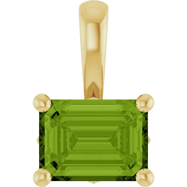 8 x 6 mm Natural Peridot Pendant in 14K Yellow Gold