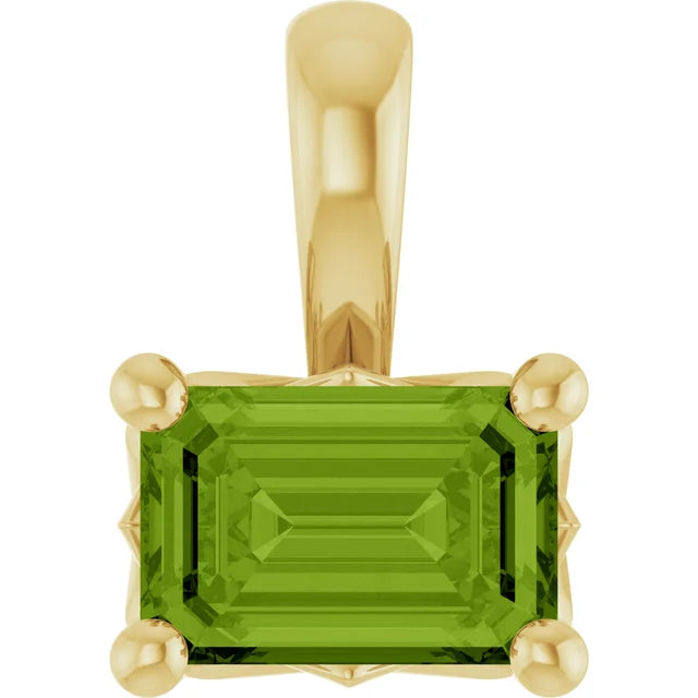 6 x 4 mm Natural Peridot Pendant in 14K Yellow Gold