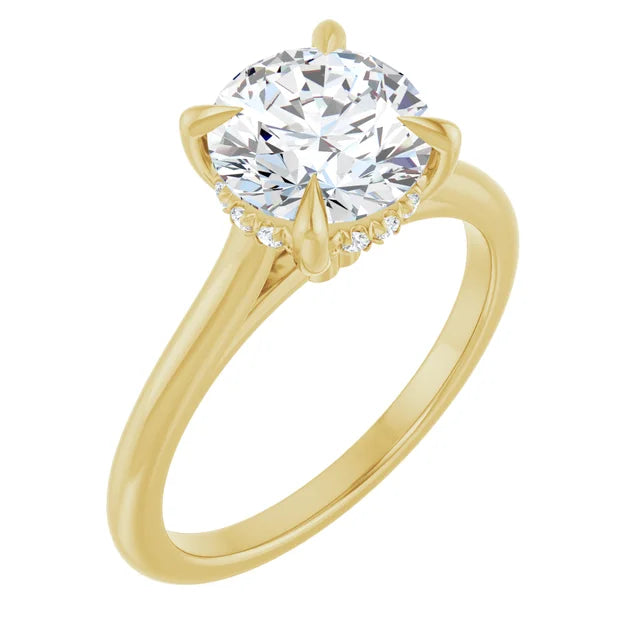 2 CT Lab-Grown Diamond Hidden-Halo Engagement Ring in 14K Yellow Gold