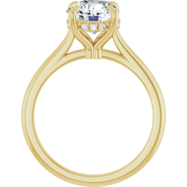 2 CT Lab-Grown Diamond Hidden-Halo Engagement Ring in 14K Yellow Gold