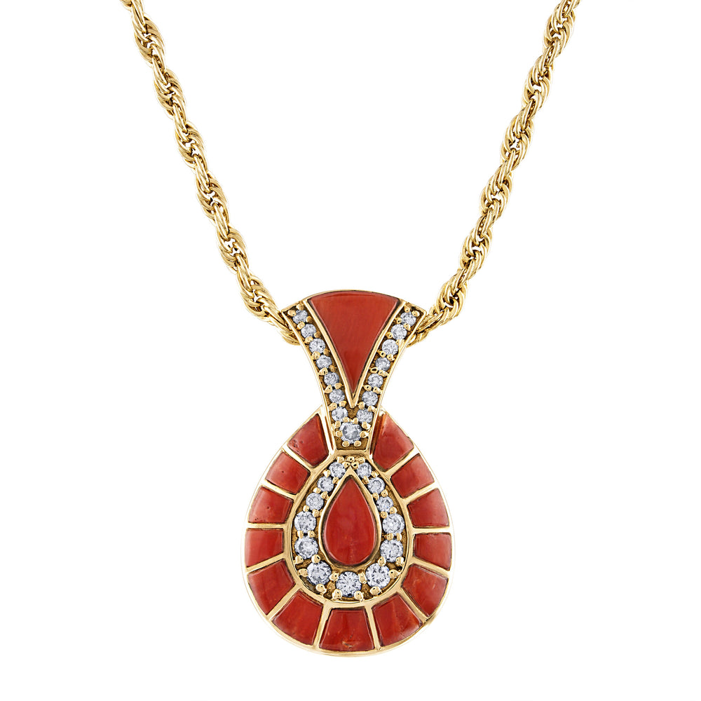 Mediterranean Coral Sahara Sunset Pendant (with chain)