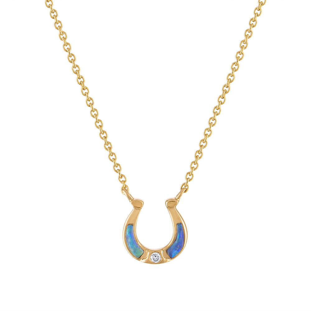Australian Opal Lucky Horseshoe Necklace (with chain)
