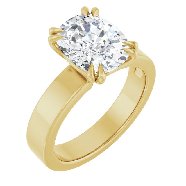 3.4 CT Lab-Grown Elongated Cushion Diamond Engagement Ring in 14K Yellow Gold