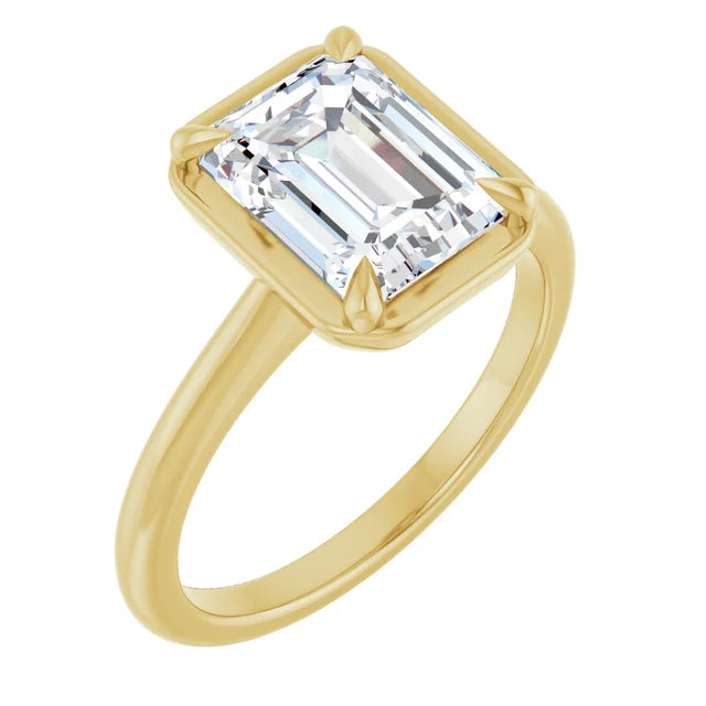2.85 CT Lab-Grown Emerald-Cut Diamond Engagement Ring in 14K Yellow Gold